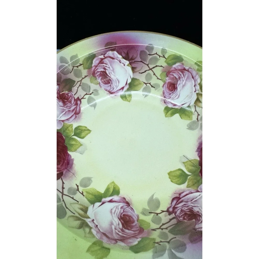 O. & E.G. Imperial Austria Serving Bowl Deep Pink Cabbage Roses Signed George